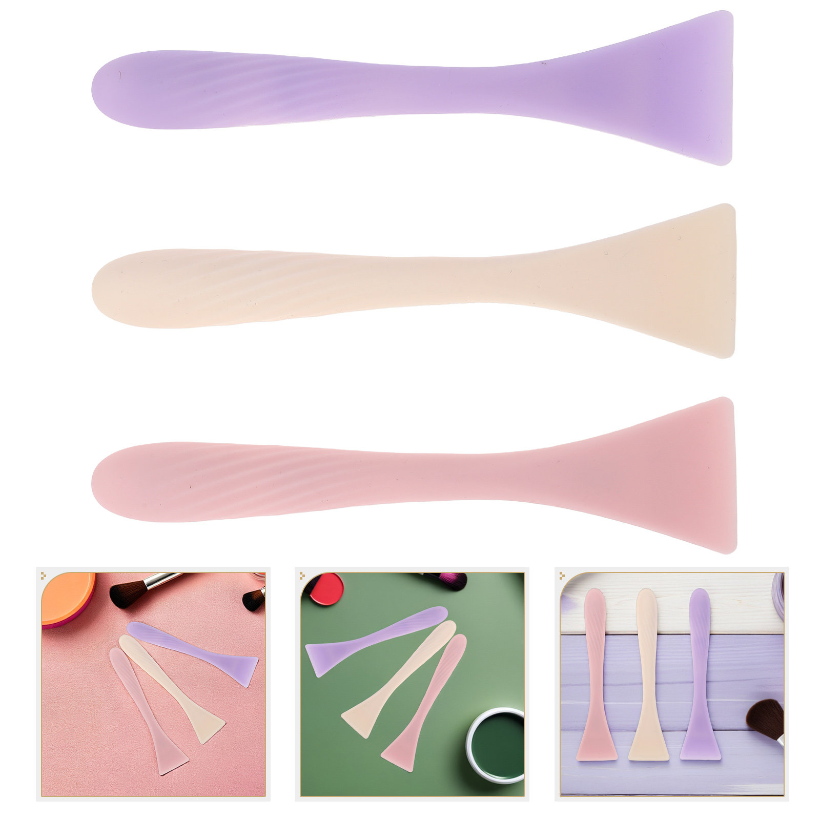 Face Mask Skincare - 3-delige siliconen gezichtsmaskerborstelset, applicator voor gezichtsmaskers,