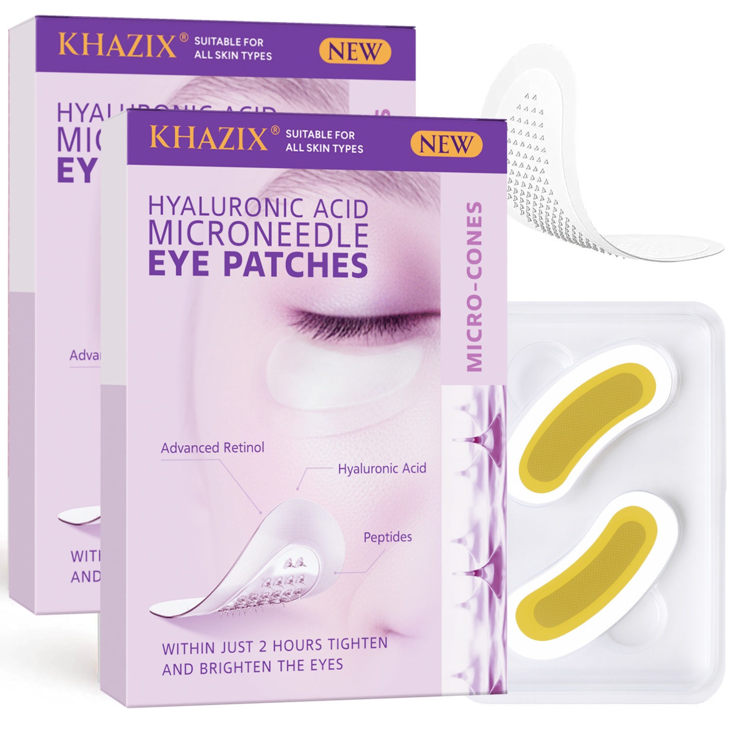 Face Moisturizer - Hyaluronzuur Retinol Microneedle Oogpatches, verstevigende peptiden